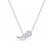 Gabriel & Co. 14k White Gold Leaf Design Diamond Necklace photo