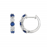 Jewelmi Custom 14k White Gold Sapphire Diamond Hoop Earrings photo