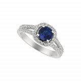 Jewelmi Custom 14k White Gold Sapphire Diamond Engagement Ring photo