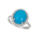 Jewelmi Custom 14k White Gold Turquoise Diamond Ring photo