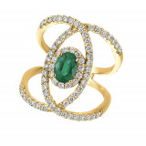 Jewelmi Custom 14k Yellow Gold Emerald Diamond Ring photo