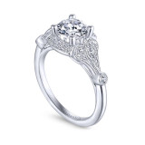 Gabriel & Co. 14k White Gold Art Deco Halo Engagement Ring - ER14430R4W44JJ photo 3