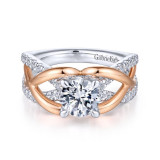 Gabriel & Co. 14k Two Tone Gold Contemporary Twisted Engagement Ring - ER14417R4T44JJ photo