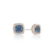 Tacori 18k Rose Gold Crescent Crown Diamond and Gemstone Stud Earring - SE244P33 photo