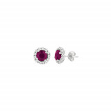 Jewelmi Custom 14k White Gold Ruby Diamond Earrings photo