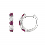 Jewelmi Custom 14k White Gold Ruby Diamond Hoop Earrings photo