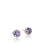 Tacori Sterling Silver and 18k Rose Gold Crescent Crown Gemstone Stud Earring - SE105P01 photo