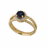 Jewelmi Custom 14k Yellow Gold Sapphire Diamond Ring photo