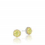 Tacori Sterling Silver and 18k Yellow Gold Crescent Crown Gemstone Stud Earring - SE105Y07 photo