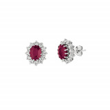 Jewelmi Custom 14k White Gold Ruby Diamond Earrings photo