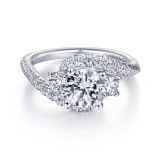 Gabriel & Co. 14k White Gold Contemporary 3 Stone Engagement Ring - ER14465R4W44JJ photo