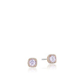 Tacori Sterling Silver and 18k Rose Gold Crescent Crown Gemstone Stud Earring - SE244P13 photo