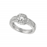 Jewelmi Custom 14k White Gold Halo Diamond Engagement Ring photo